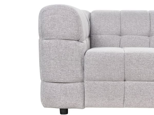 3-seters Sofa Grått Stofftrekk Svarte Ben 3 Seter Tykt Polstret Moderne Stil Stue Møbler