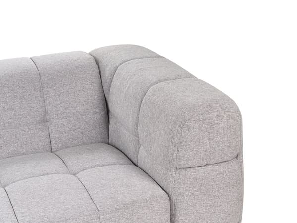 3-seters Sofa Grått Stofftrekk Svarte Ben 3 Seter Tykt Polstret Moderne Stil Stue Møbler