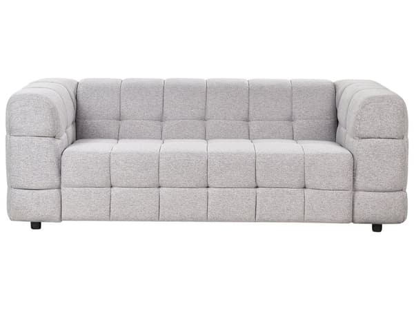 3-seters Sofa Grått Stofftrekk Svarte Ben 3 Seter Tykt Polstret Moderne Stil Stue Møbler