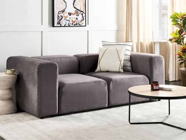 2 seters Modulær Sofa Mørkegrå Fløyel Seksjonssofa Sofa Sofa med Svarte Ben Moderne Stue