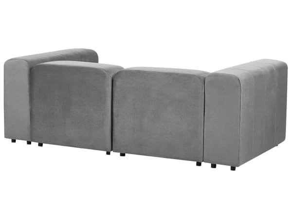 2 seters Modulær Sofa med Ottoman Grå Fløyel Seksjonssofa Sofa med Svarte Ben Moderne Stue