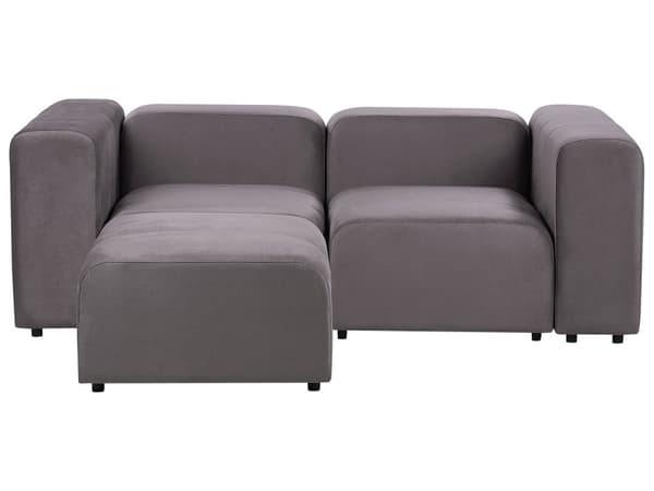 Soffa med Fotpall 2-sits Modulär Mörkgrå Sammet Sektionssoffa med Svarta Ben Modernt Vardagsrum