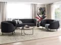 Miniatyrbillede 4 af 10: Sofa Sort Polyester 2 Personers Tyk Polstret Dyb Blød Stofsofa til Stuen Moderne Inspiration Stue Møbel Klassisk