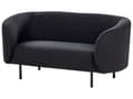 Miniatyrbillede 5 af 10: Sofa Sort Polyester 2 Personers Tyk Polstret Dyb Blød Stofsofa til Stuen Moderne Inspiration Stue Møbel Klassisk