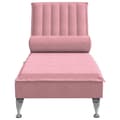 Miniatyrbild 3 av 6: vidaXL Massageschäslong med bolster rosa sammet