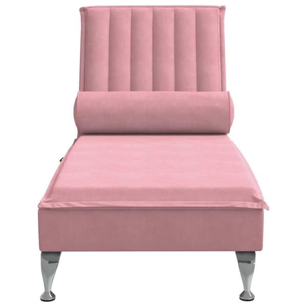 vidaXL Massageschäslong med bolster rosa sammet