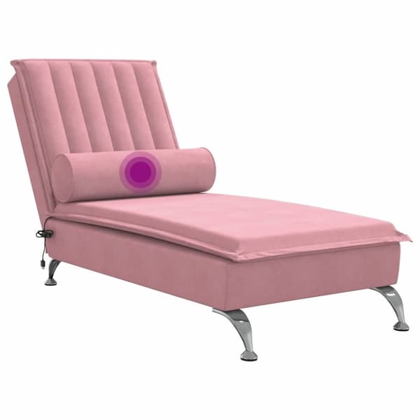 vidaXL Massageschäslong med bolster rosa sammet