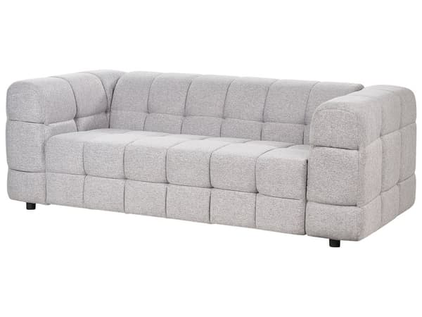 Sofa Lysegrå Polyester 3 Personers Tyk Polstret Dyb Blød Stofsofa til Stuen Moderne Inspiration Stue Møbel Klassisk
