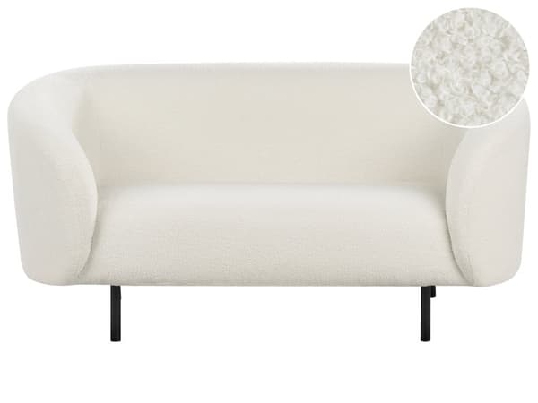 Sofa Hvid Boucle 2 Personers Tyk Polstret Dyb Blød Stofsofa til Stuen Moderne Inspiration Stue Møbel Klassisk