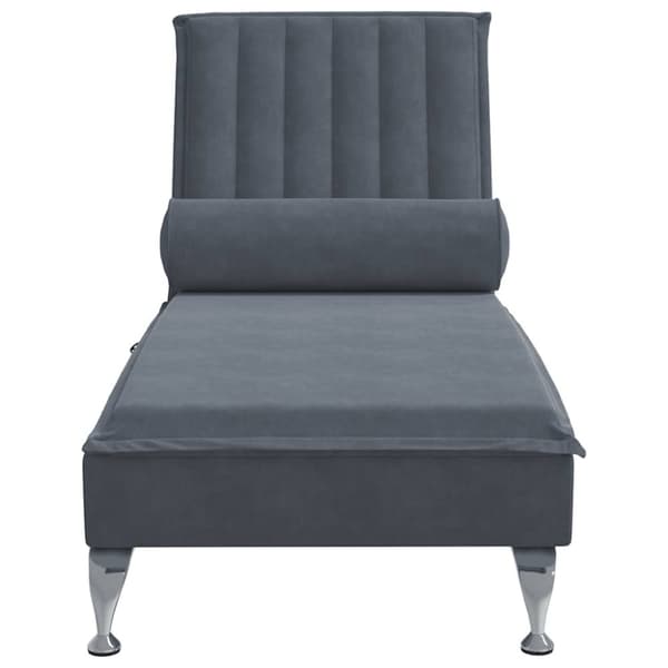 vidaXL Massageschäslong med bolster mörkgrå sammet
