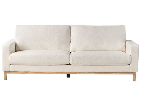 3-seters Sofa Hvit Kremfarget Boucle Kordfløyel Lyse treben Stue Moderne stil