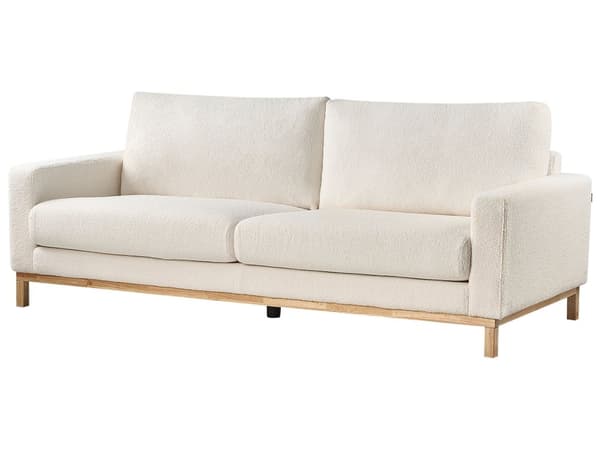 3-seters Sofa Hvit Kremfarget Boucle Kordfløyel Lyse treben Stue Moderne stil