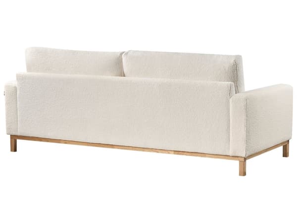 3-seters Sofa Hvit Kremfarget Boucle Kordfløyel Lyse treben Stue Moderne stil