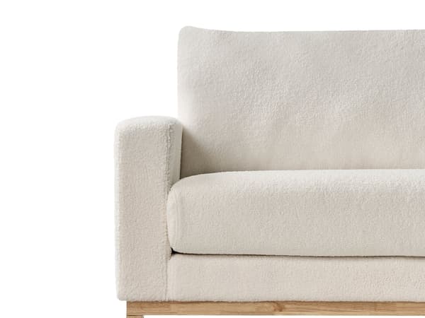 3-seters Sofa Hvit Kremfarget Boucle Kordfløyel Lyse treben Stue Moderne stil