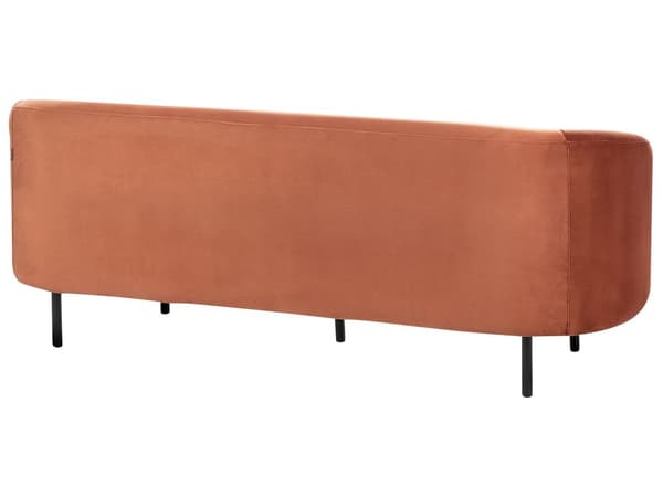3-seters Sofa Oransje Fløyel Stoff Myk Buet Design Svarte Ben Moderne Kunst Dekor Stil