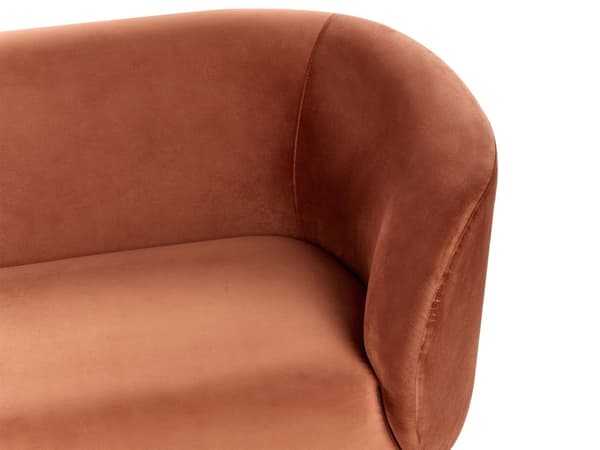 3-seters Sofa Oransje Fløyel Stoff Myk Buet Design Svarte Ben Moderne Kunst Dekor Stil
