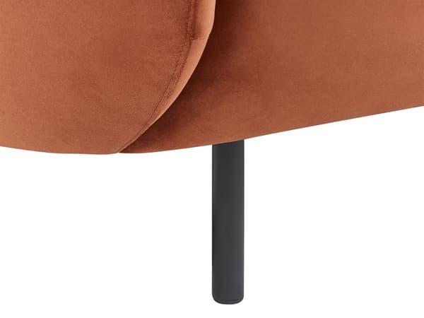 3-seters Sofa Oransje Fløyel Stoff Myk Buet Design Svarte Ben Moderne Kunst Dekor Stil
