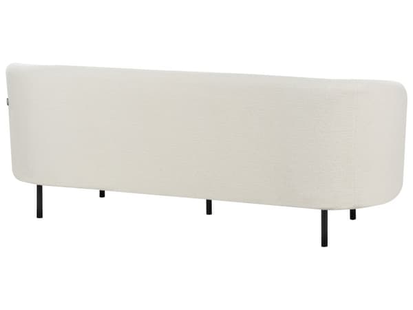 Soffa Vit Boucle Tyg 3-sits Mjuk Nubby Guld Ben Retro Glam Art Decor Style