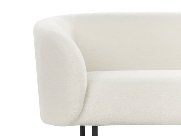 Soffa Vit Boucle Tyg 3-sits Mjuk Nubby Guld Ben Retro Glam Art Decor Style