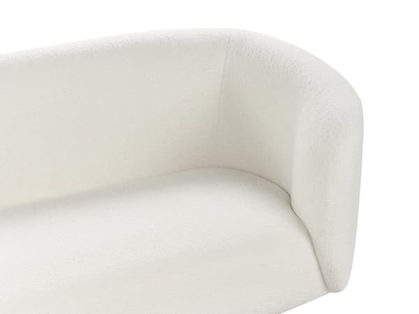 Soffa Vit Boucle Tyg 3-sits Mjuk Nubby Guld Ben Retro Glam Art Decor Style