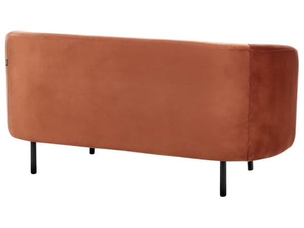 Soffa 2-sits Orange Sammet Mjuk Texturerad Rundad Design Svarta Ben Modern Konst Dekor Stil