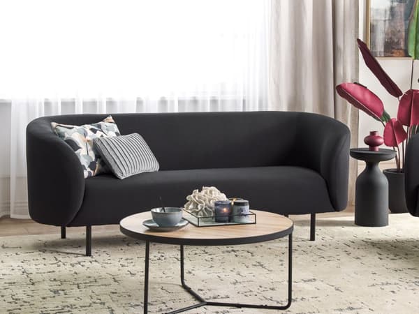Soffa Vit Boucle Tyg 3-sits Mjuk Nubby Guld Ben Retro Glam Art Decor Style