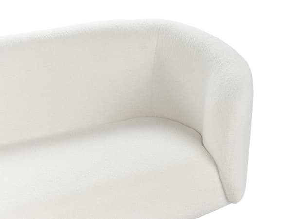 Soffa 2-sits Vit Bouclé Tyg Mjukt Noppig Svarta Ben Retro Glam Klassisk Art Déco Vardagsrum Bibliotek