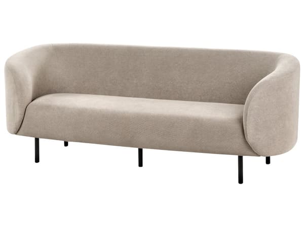 Sofa Taupe Polyester 3 Personers Tyk Polstret Dyb Blød Stofsofa til Stuen Moderne Inspiration Stue Møbel Klassisk