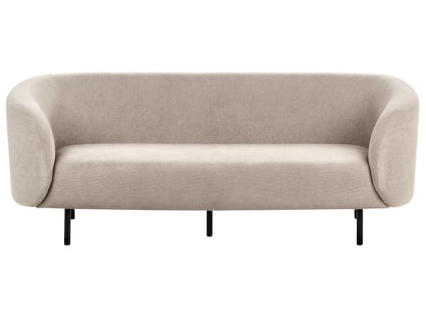 Sofa Taupe Polyester 3 Personers Tyk Polstret Dyb Blød Stofsofa til Stuen Moderne Inspiration Stue Møbel Klassisk
