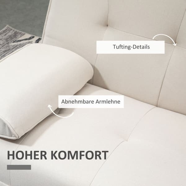 Rootz 3-sits bäddsoffa - Bäddbar soffa - Bäddsoffa - Justerbart ryggstöd - Praktiskt sidobord - 181cm x 77cm x 78cm - Linnetyg