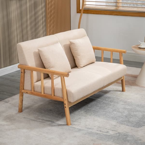 Rootz 2-personers sofa - Kompakt sofa - Loveseat - Stof i hørlook - Op til 200 kg Kapacitet - Optimal komfort - Tidløs charme - 123L x 69W x 74H cm