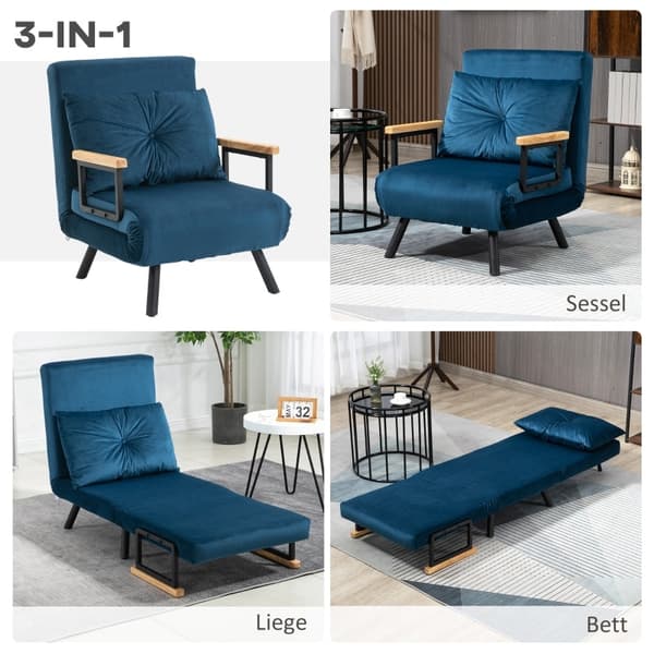 Rootz-rentotuoli - Lepotuoli - Lukutuoli - 5-tasoinen säädettävä selkänoja - Lisätyyny - Teräsrunko - 63W x 73D x 81K cm (sohva) / 185L x 63D x 26K cm