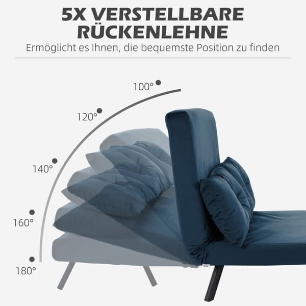 Rootz 2-personers fløjlssovesofa - sovesofa - sovesofa - Justerbart ryglæn - Forbedret komfort - 102 cm x 73 cm x 81 cm - Stålramme