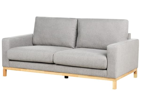 Sofa Grå Polyester 2 Personers Tyk Polstret Dyb Blød Stofsofa til Stuen Moderne Inspiration Stue Møbel Klassisk