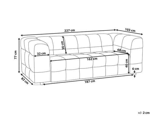 Soffa 3-sits Grå Bouclé Tyg Klädsel Svarta Ben Tjockt Vadderad 3-sits Vardagsrumsmöbler Modern Stil