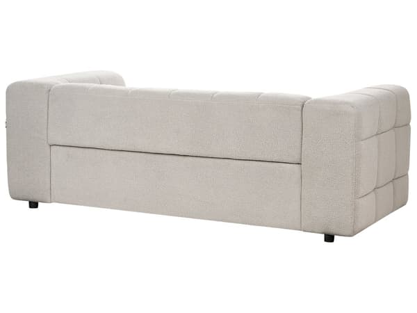 Soffa 3-sits Grå Bouclé Tyg Klädsel Svarta Ben Tjockt Vadderad 3-sits Vardagsrumsmöbler Modern Stil