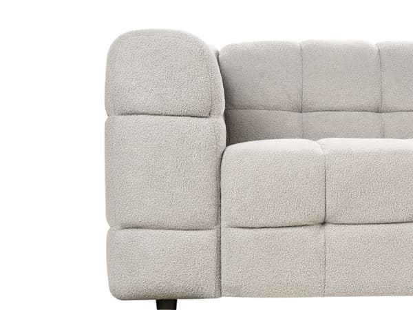 Soffa 3-sits Grå Bouclé Tyg Klädsel Svarta Ben Tjockt Vadderad 3-sits Vardagsrumsmöbler Modern Stil