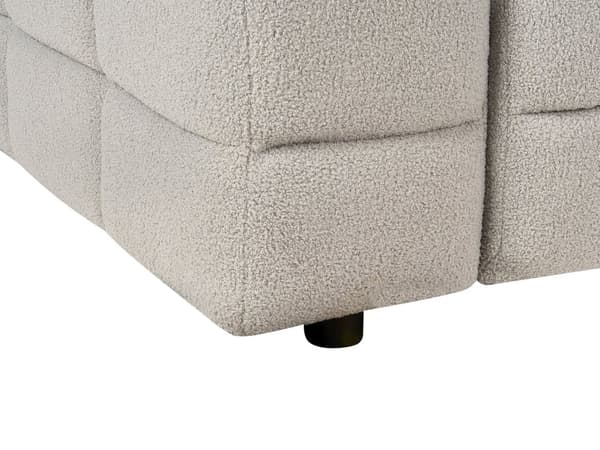 Soffa 3-sits Grå Bouclé Tyg Klädsel Svarta Ben Tjockt Vadderad 3-sits Vardagsrumsmöbler Modern Stil