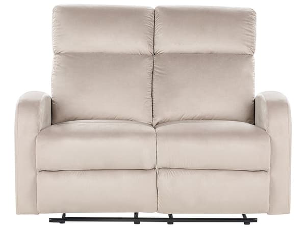 Manuell liggesofa Beige fløyelspolstret 2-seters sofa med moderne design Relax-funksjon