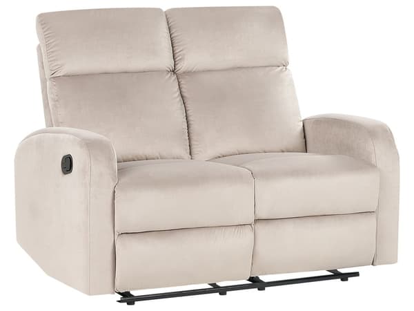 Manuell liggesofa Beige fløyelspolstret 2-seters sofa med moderne design Relax-funksjon