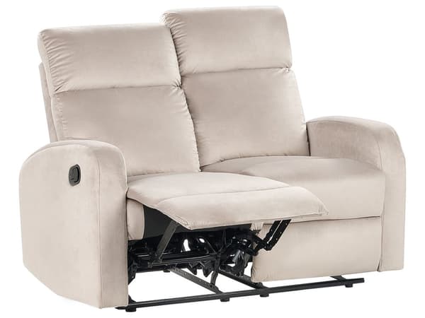 Manuell liggesofa Beige fløyelspolstret 2-seters sofa med moderne design Relax-funksjon