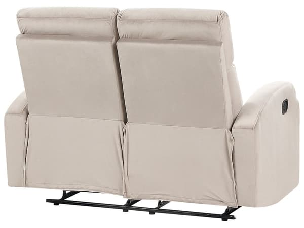 Manuell liggesofa Beige fløyelspolstret 2-seters sofa med moderne design Relax-funksjon