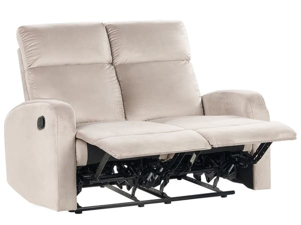 Manuell liggesofa Beige fløyelspolstret 2-seters sofa med moderne design Relax-funksjon