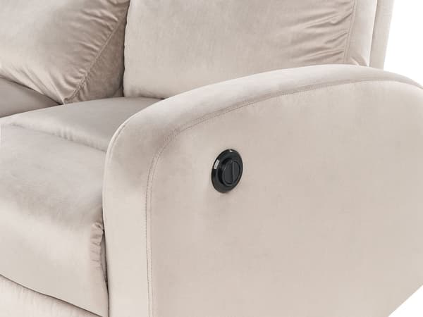 Elektrisk Hvilesofa Beige Fløyel Polstret 3 Seters Sofa Moderne Design Relax Funksjon