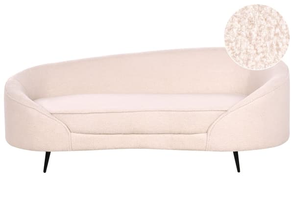 Sofa Lys Beige Boucle Glamour Buet Retro 3-seter med Ben Gull Metall