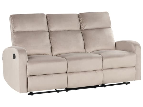 Manuell Hvilesofa-sofasett Beige fløyelspolstret 3 og 2 seters lenestol Sofa Moderne design Slapp av funksjon