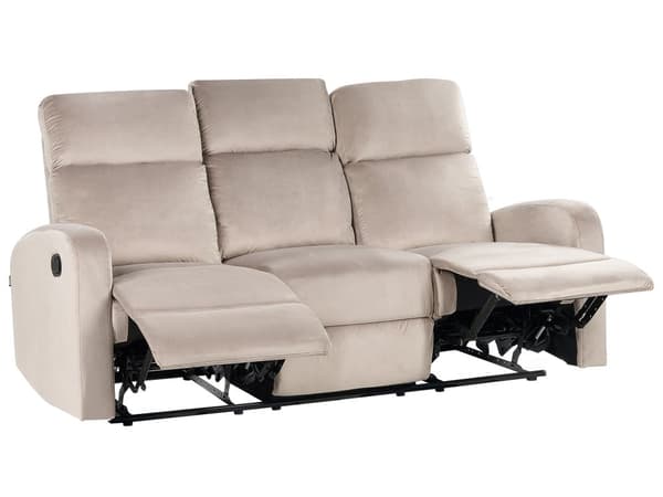 Manuell Hvilesofa-sofasett Beige fløyelspolstret 3 og 2 seters lenestol Sofa Moderne design Slapp av funksjon
