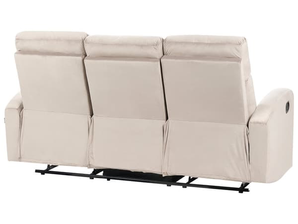 Manuell Hvilesofa-sofasett Beige fløyelspolstret 3 og 2 seters lenestol Sofa Moderne design Slapp av funksjon