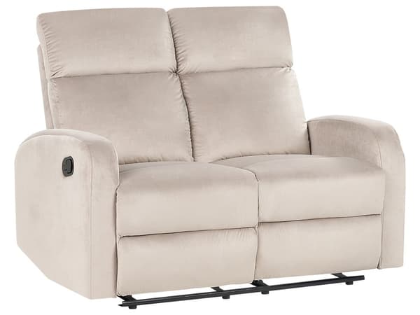 Manuell Hvilesofa-sofasett Beige fløyelspolstret 3 og 2 seters lenestol Sofa Moderne design Slapp av funksjon