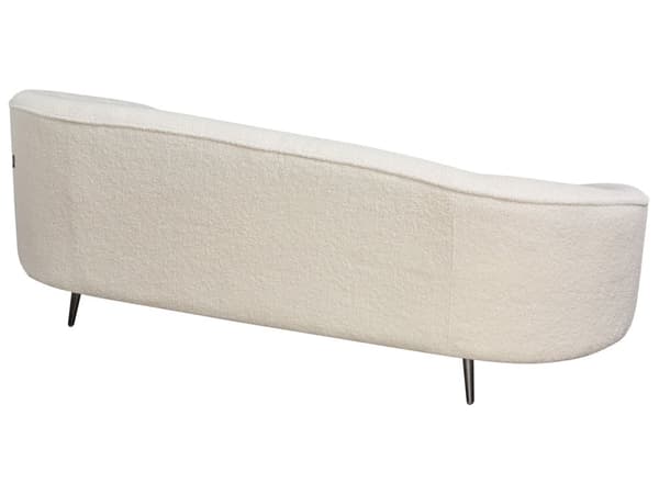 Sofa Hvit Boucle Glamour Buet Retro 3-seter med Ben Gull Metall